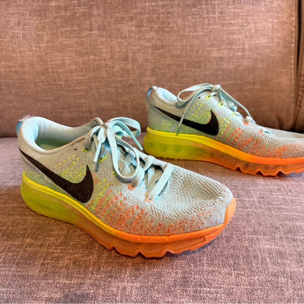 Nike Blue and Yellow Sneakers with Gradient Design